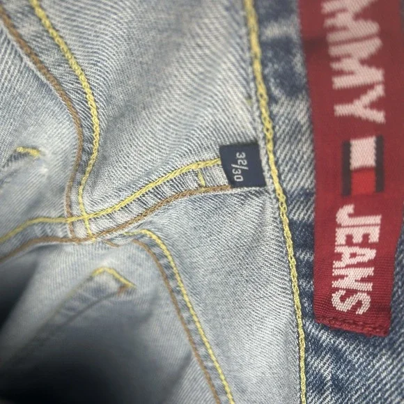 VTG Tommy Hilfiger Jeans‎ Mens 32x30 Blue Baggy Loose Wide Leg 90s Flag Logo USA